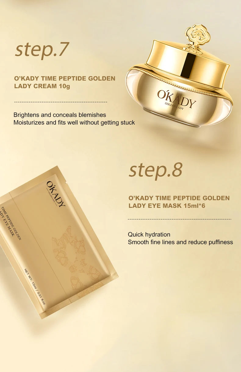 OKADY Skin Care Set Anti Aging Skin 10-piece Daily Care Routine Kit With Vitamin C Peptides Facial Cleanser Eye Mask Toner Serum - She Vibess By C2P