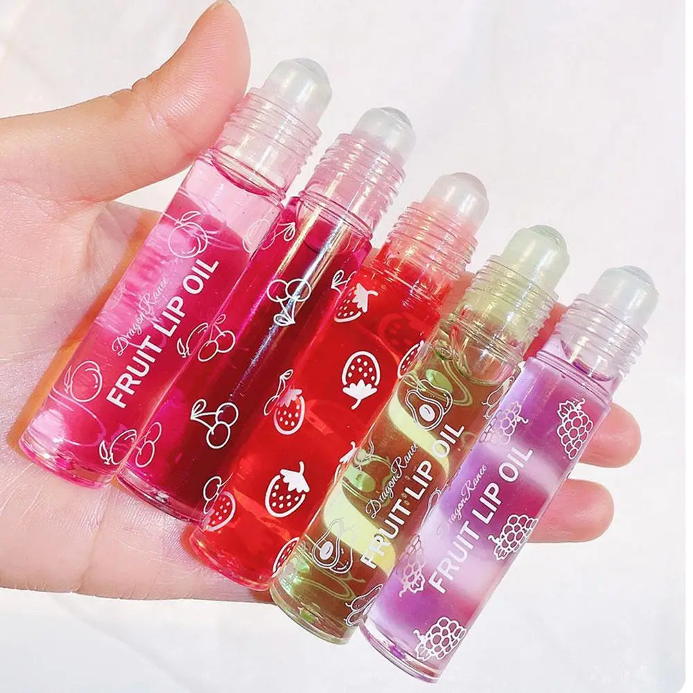 6 Colors Roll-on Fruit Essence Lip Balm Lip Oil Lip Moisturizing Mirror Primer Lip Lipstick Hydrating random Gloss Transparent - She Vibess By C2P