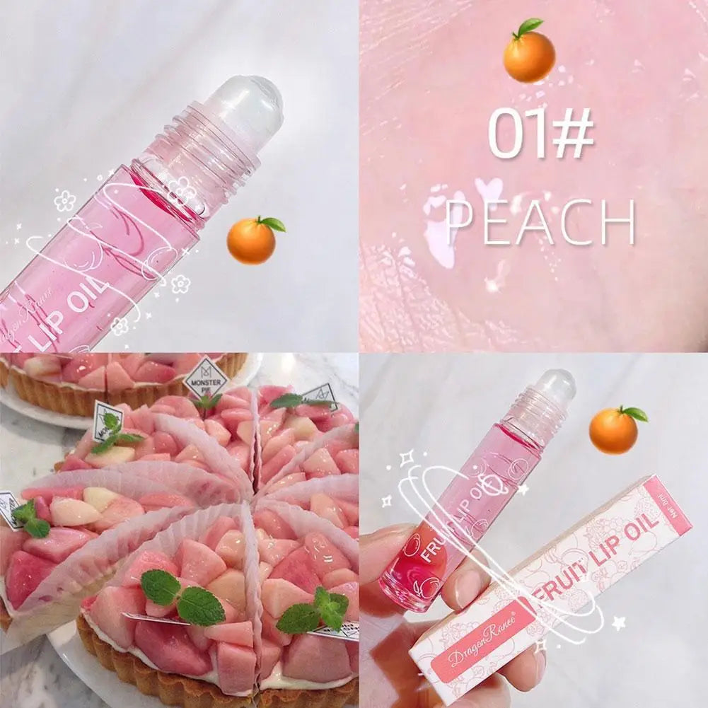 6 Colors Roll-on Fruit Essence Lip Balm Lip Oil Lip Moisturizing Mirror Primer Lip Lipstick Hydrating random Gloss Transparent - She Vibess By C2P