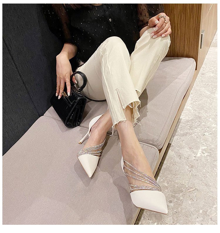 Women Evening Party High Heels New  Pumps Elegant Ladies Pointed To Black  Strappy Stripper Shoes for Women