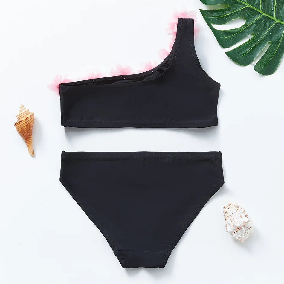 Girls Black Tassel Tankini Swimsuits Summer Beachwear Children Girls Bathing Suits Two-pieces Baby Girls Bikini Swimsuits - She Vibess By C2P