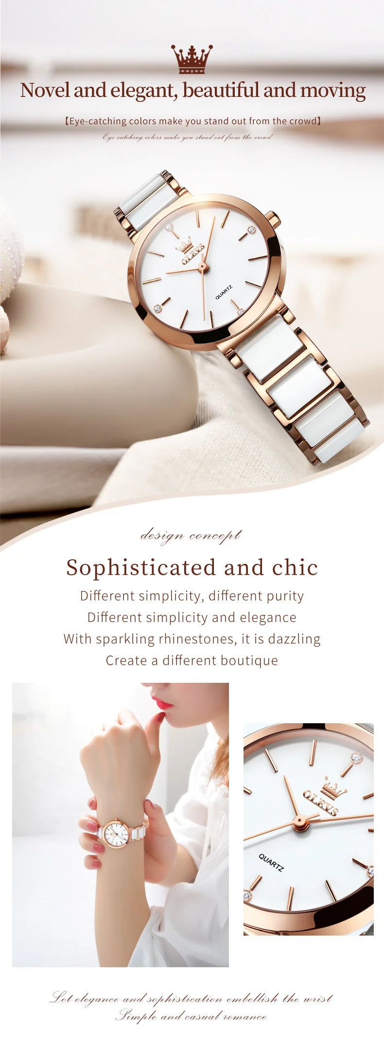 OLEVS Fashion Women Watches Relogio Feminino Luxury Rose Gold Watch Ladies Quartz Wrist Watch Ceramic Strap Clock Reloj Mujer - She Vibess By C2P