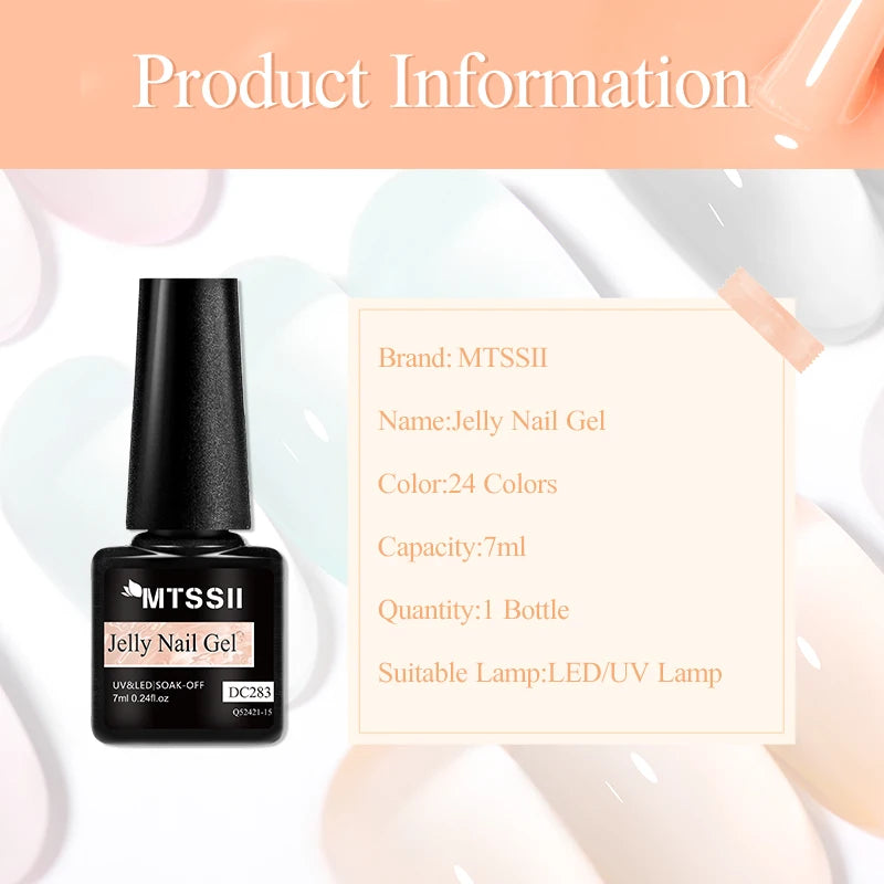 Mtssii 7ml Jelly Nude Gel Polish Translucent Pink Milky White Nail Gel Manicure UV LED Semi Permanent Soak Off Nail Polish - She Vibess By C2P