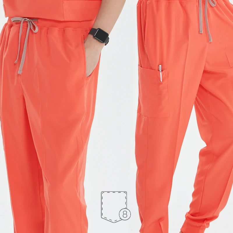 2025 New Nurse Uniforms V-neck Top Jogger Pants Scrub Sets Surgical Workwear Dentist Nursing Suit Hospital Doctor Outfit S21 - She Vibess By C2P