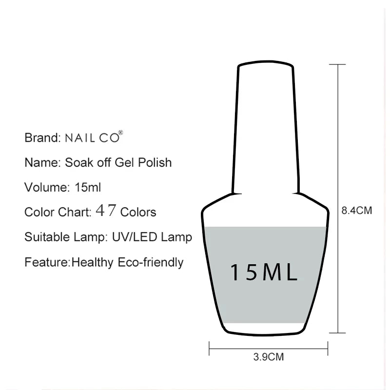NAILCO 15ml Nail Gel Polish Red Pink Nude Soak off UV LED Long Lasting Eco-Friendly Professional Nail Beauty Salon Lacquer Varnish - She Vibess By C2P