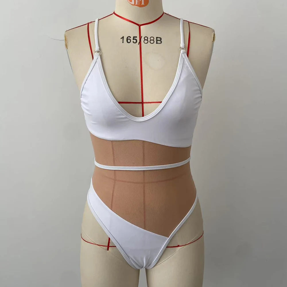 BEACHCICI Swimwear for Women Bikini Sexy Women's Beach Bikni Holiday Swimsuits Plain Swimsuits Solid Color with Perspective Eet - She Vibess By C2P