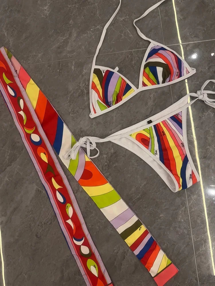 2025 New Women's Headband Bikini Sets Fashion Design Swimsuits Europe Brand Sexy Tankini Swimsuits - She Vibess By C2P
