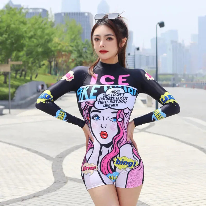 Women's Oversize Swimsuits Ins Anime Female Summer Sports Suits Chic Women's High Street Surfing Swimsuits New - She Vibess By C2P