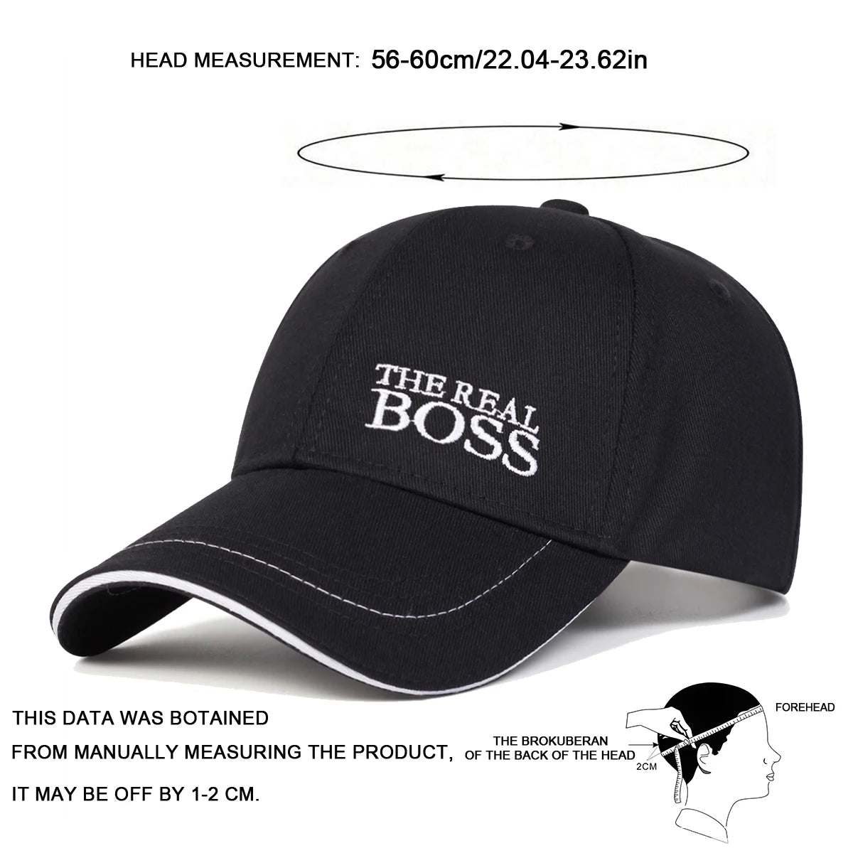 Unisex THE REAL BOSS Letter Embroidery Baseball Caps Spring and Autumn Outdoor Adjustable Casual Hats Hip Hop Hat Sunscreen Hat. Gifts for That Special Someone - She Vibess By C2P