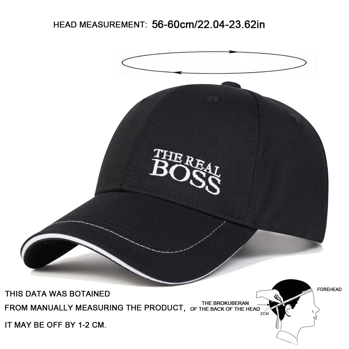 Unisex THE REAL BOSS Letter Embroidery Baseball Caps Spring and Autumn Outdoor Adjustable Casual Hats Hip Hop Hat Sunscreen Hat. Gifts for That Special Someone - She Vibess By C2P