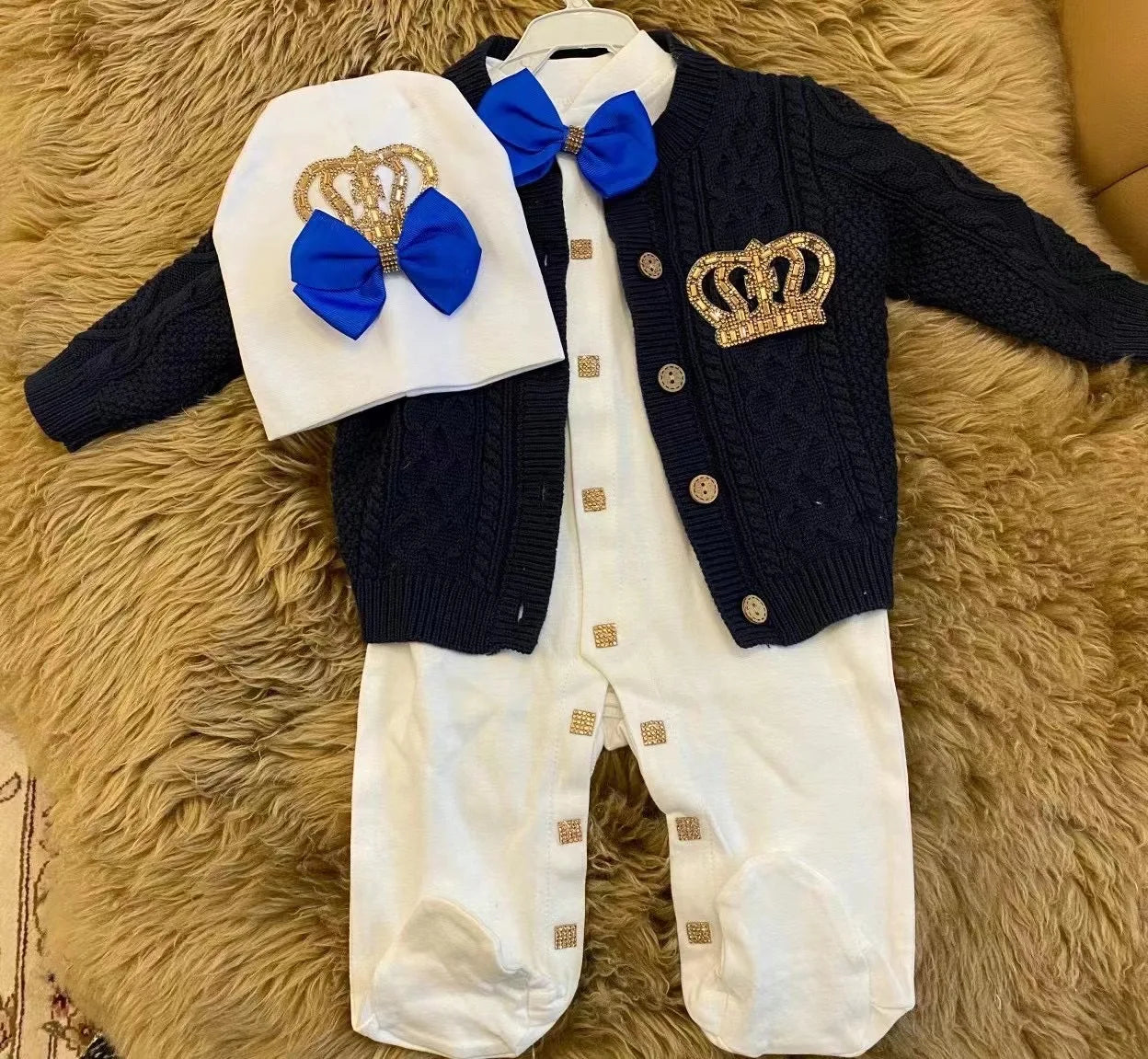 Velvet Newborn Baby Boy Outfits Blazer Vest Kids Clothing Cotton Infant Products Body Suit Shirt Pants Mittens Receiving Blanket - She Vibess By C2P