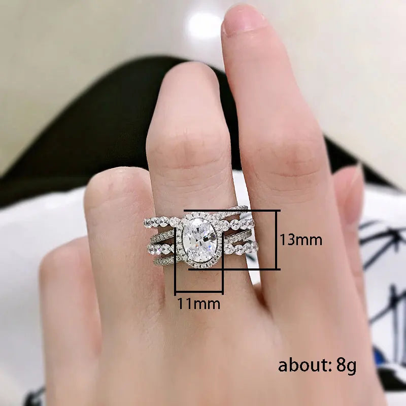 Cincin Zirkon Oval Bertabur Mikro Mewah untuk Wanita, Perhiasan Fashion Baru, Aksesori Tangan, Desain Elegan, Harga Terjangkau
