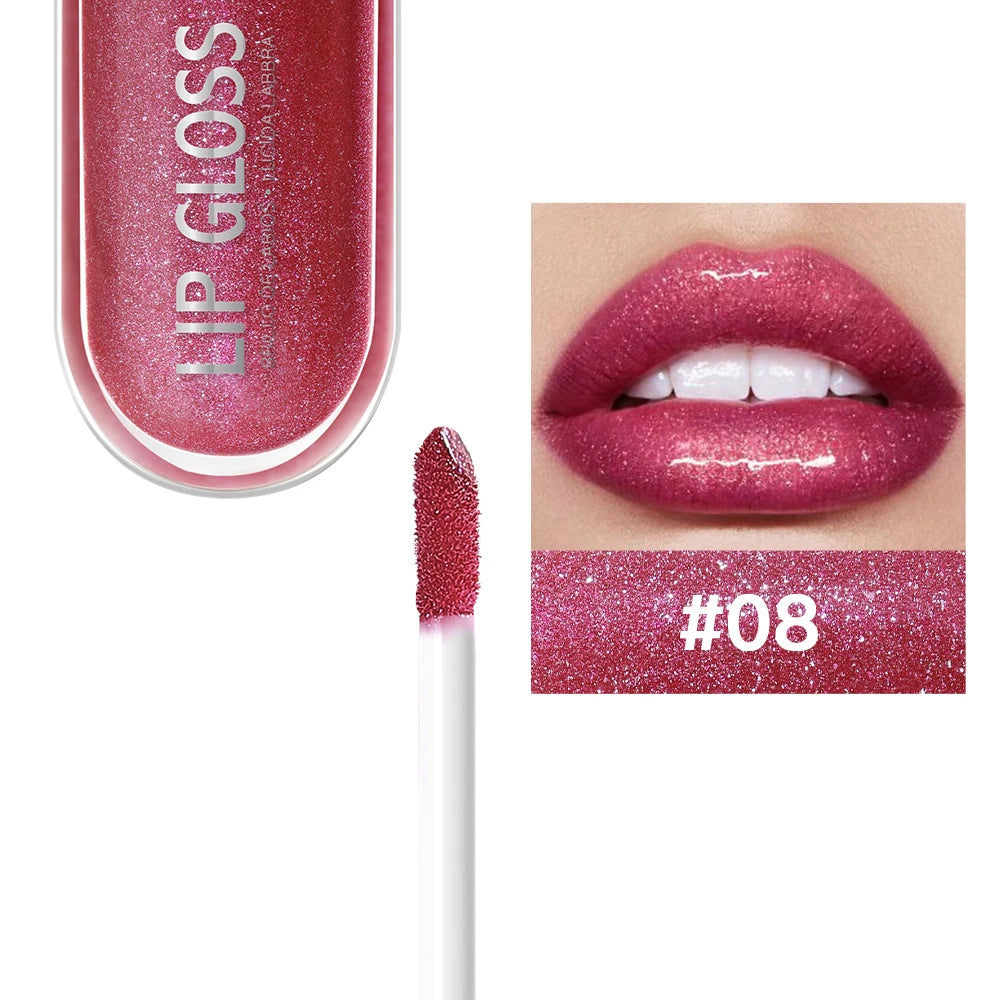 USHAS 12 Colors Glitter Lip Gloss Long Lasting Diamond Pearlescent Metallic Liquid Lipstick Moisturizing Lip Glaze Cosmetics - She Vibess By C2P