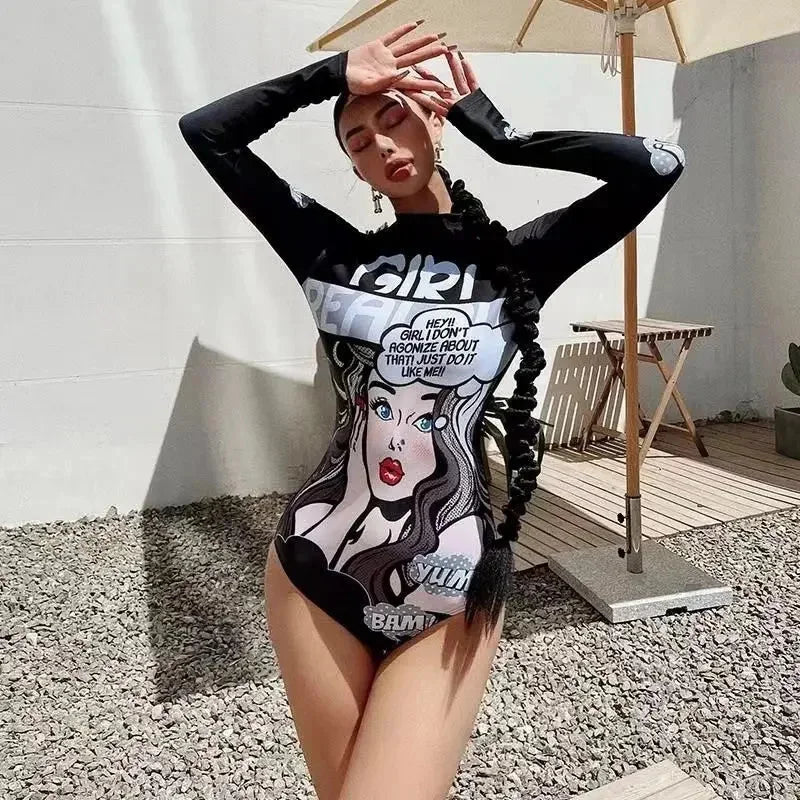 Women's Oversize Swimsuits Ins Anime Female Summer Sports Suits Chic Women's High Street Surfing Swimsuits New - She Vibess By C2P