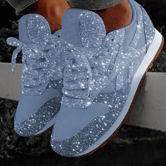 2024 New Women Flat Sneakers Casual Bling Vulcanized Shoes Women Mesh Lace Up Platform Plus Size Fashion Outdoor Woman Shoes - She Vibess By C2P