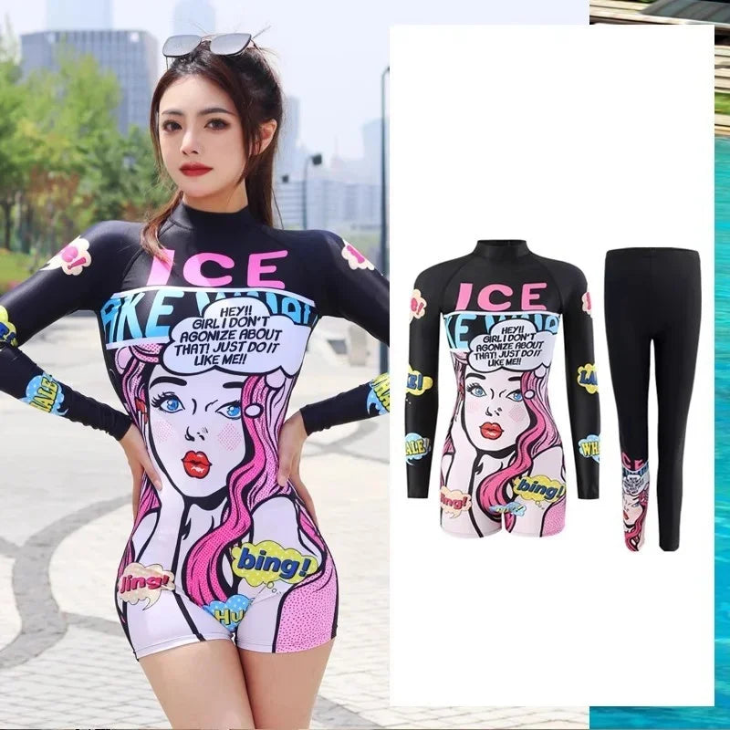 Women's Oversize Swimsuits Ins Anime Female Summer Sports Suits Chic Women's High Street Surfing Swimsuits New - She Vibess By C2P