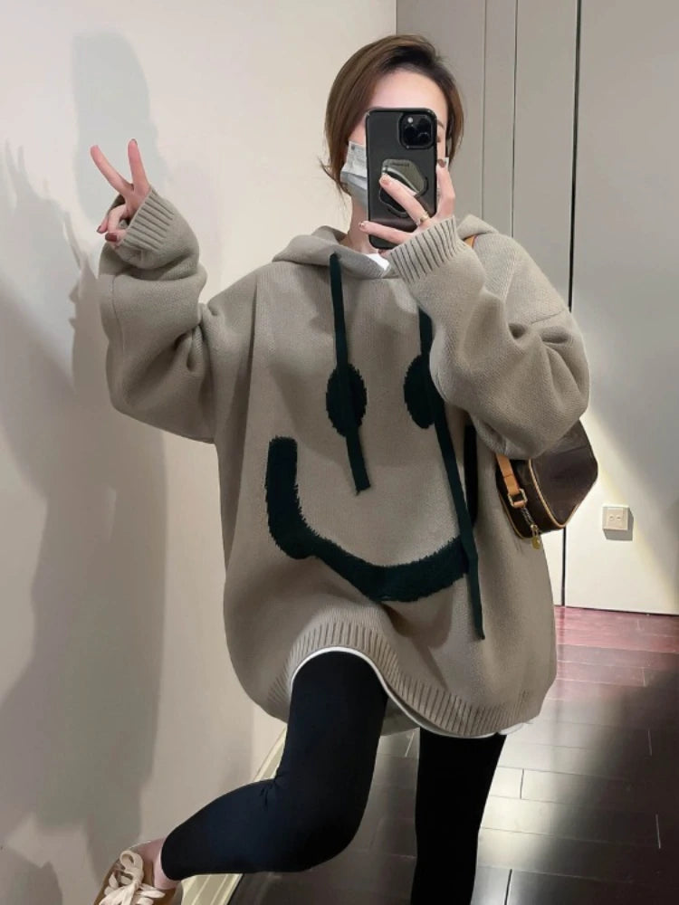 Thicked Oversized Pullovers for Women 2025 Fall Winter Clothing Hooded Casual Jumper Fashion Knitting Sweater Tops Sueter Mujer - She Vibess By C2P