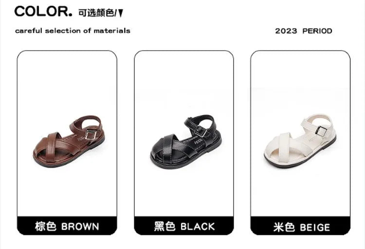 Girl's T-strap Shoes Hollow Out British Style Soft Classic Children Mary Janes 23-34 Infant Round Toe Flat Summer Kids Sandals - She Vibess By C2P