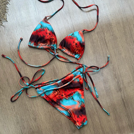 SEAURAL 2025 New Sexy Retro Prints Brazilian Bikini Women Swimsuits Lace-up Swimwear Backless Biquini Swimsuits Beachwear - She Vibess By C2P