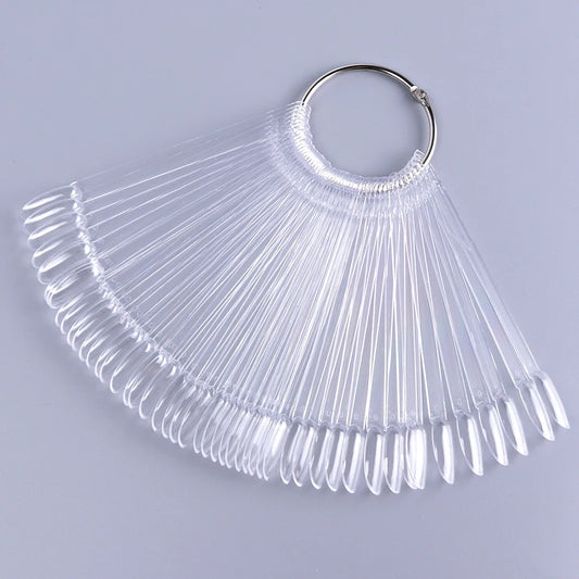 50pcs False Nail Display Tips Clear Nature Color Chart Oval Fan Style UV Gel Polish Swatch Shows Palette Practice Manicure Tools - She Vibess By C2P
