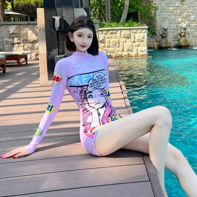 Women's Oversize Swimsuits Ins Anime Female Summer Sports Suits Chic Women's High Street Surfing Swimsuits New - She Vibess By C2P