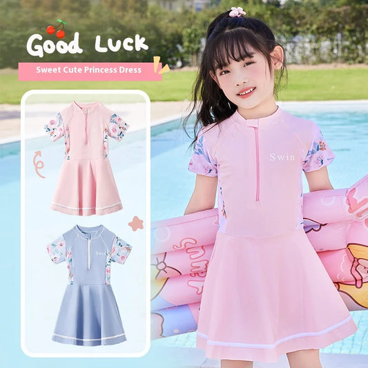Children's Swimsuits, Summer New Small, Middle, Big Children, Girls, Casual Sports Swimsuits, Swimsuits, Skirts, Student Swimwea - She Vibess By C2P