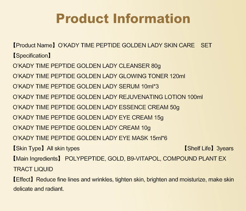 OKADY Skin Care Set Anti Aging Skin 10-piece Daily Care Routine Kit With Vitamin C Peptides Facial Cleanser Eye Mask Toner Serum - She Vibess By C2P