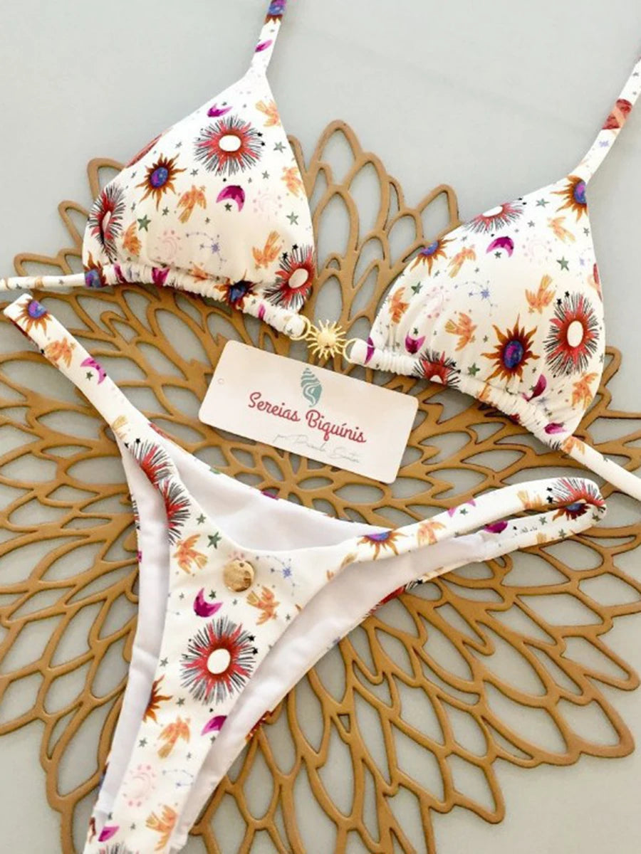 2025 New Sexy Retro Prints Brazilian Mciro Bikini Women Swimsuits Lace-up Swimwear Backless Biquini Swimsuits Beachwear - She Vibess By C2P