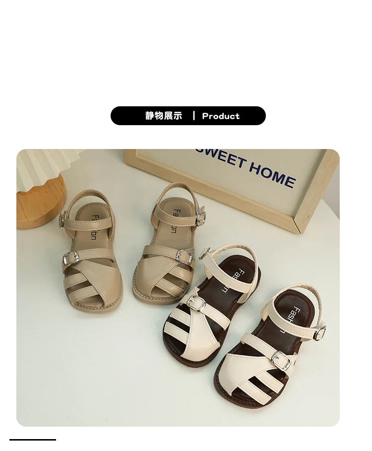 Girl's T-strap Shoes Hollow Out British Style Soft Classic Children Mary Janes 23-34 Infant Round Toe Flat Summer Kids Sandals - She Vibess By C2P
