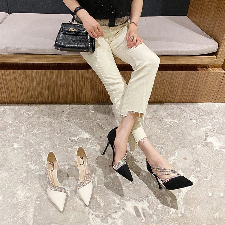 Women Evening Party High Heels New  Pumps Elegant Ladies Pointed To Black  Strappy Stripper Shoes for Women