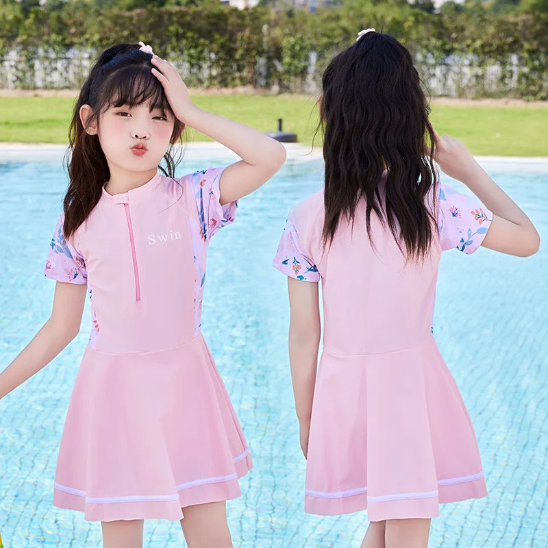 Children's Swimsuits, Summer New Small, Middle, Big Children, Girls, Casual Sports Swimsuits, Swimsuits, Skirts, Student Swimwea - She Vibess By C2P