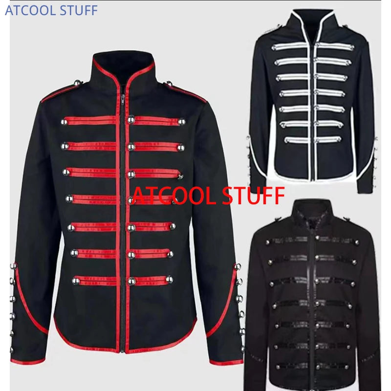 Men's Steampunk Rockstar Jacket Vintage Darkness Knight Cosplay Outfit Medieval Gothic Noble Coat Night Club Performance - She Vibess By C2P