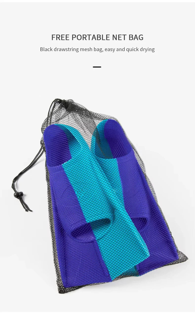 Snorkel Fins Swim Flippers Short Diving Frog Shoes Duck Webs Adjustable Silicone Professional Men Women Youth Kid Equipment Set - She Vibess By C2P