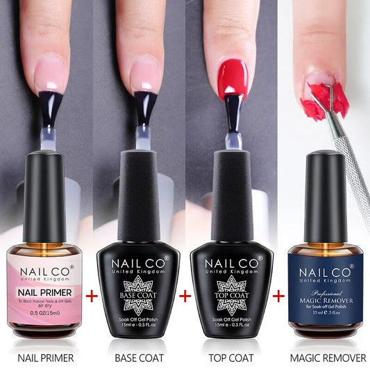 NAILCO 15ml Top Coat Base Coat Gel Nail Primer Gel Remover Nail Art Semi Permanent Lacquer Varnish Hybrid Nail Supplies - She Vibess By C2P