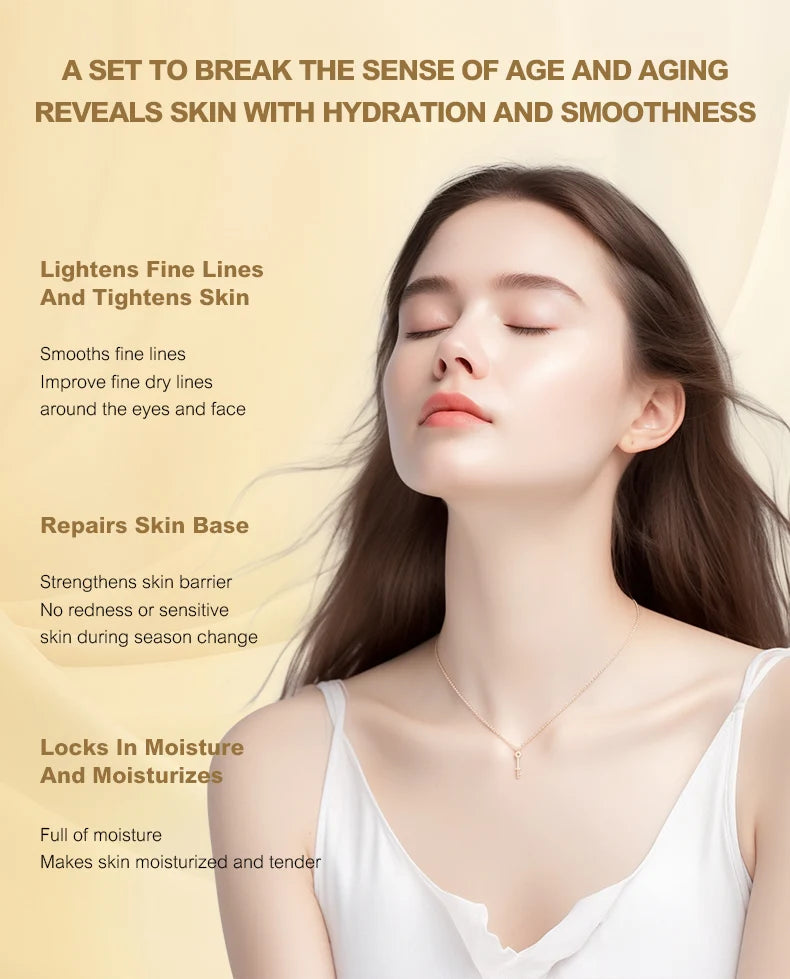 OKADY Skin Care Set Anti Aging Skin 10-piece Daily Care Routine Kit With Vitamin C Peptides Facial Cleanser Eye Mask Toner Serum - She Vibess By C2P