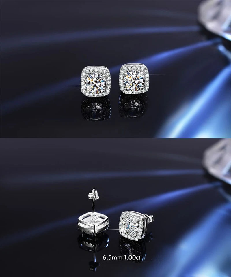 2 GRA Certificates S925 Sterling Silver Stud Earrings For Women And Men 100% Real Moissanite Pass Diamond Test Pen Fine Jewelry - She Vibess By C2P