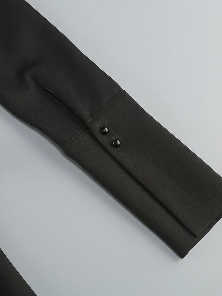 Vestido mini de lujo con cristales y mangas largas, sexy, con cintura brillante y diamantes, corte A, para mujer, color negro, para fiestas de celebridades y noche.