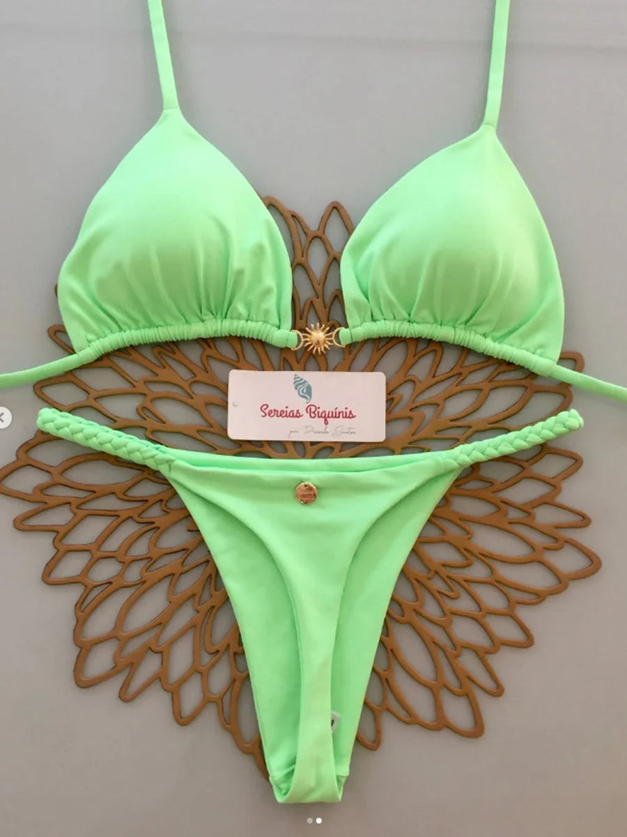 2025 New Sexy Retro Prints Brazilian Mciro Bikini Women Swimsuits Lace-up Swimwear Backless Biquini Swimsuits Beachwear - She Vibess By C2P