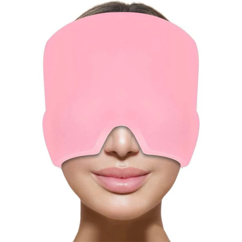 Gel Cold Ice Cap Head Heat Treatment Head Wrap Face Mask Massage Sleep Tool Black and Pink - She Vibess By C2P