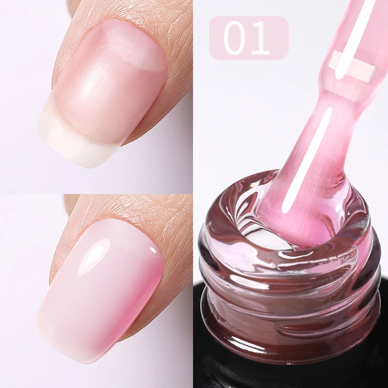 BORN PRETTY Milky Pink Rubber Base Gel Nail Polish Glitter 15ml Semi-Permanent Varnish Soak Off Self Leveling UV LED Gel - She Vibess By C2P