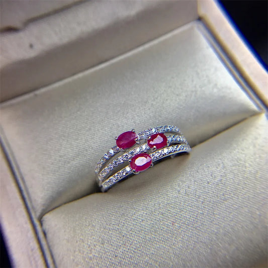 Wedding Ring for Women Real Pure 925 Sterling Silver Natural Ruby Genuine Gemstone Rose Gold Jewelry Birthstone Engagement - She Vibess By C2P