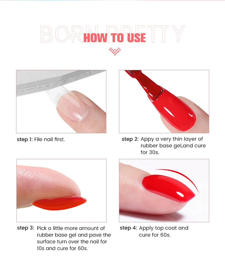 BORN PRETTY Milky Pink Rubber Base Gel Nail Polish Glitter 15ml Semi-Permanent Varnish Soak Off Self Leveling UV LED Gel - She Vibess By C2P