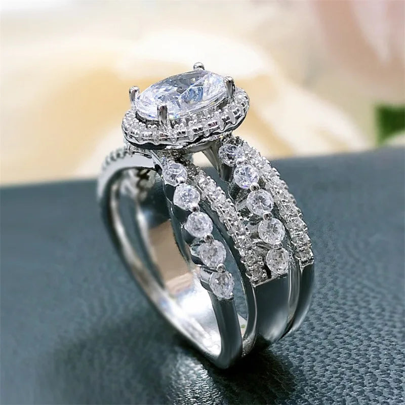 Cincin Zirkon Oval Bertabur Mikro Mewah untuk Wanita, Perhiasan Fashion Baru, Aksesori Tangan, Desain Elegan, Harga Terjangkau