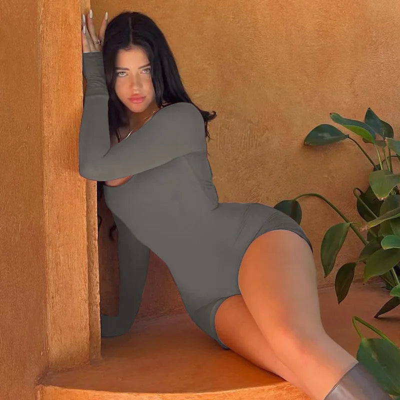 2025 Summer New Sexy Long-Sleeved U-Neck Tethered Straps Backless Butt-Lifting Yoga Jumpsuit Tight Women's Jumpsuit