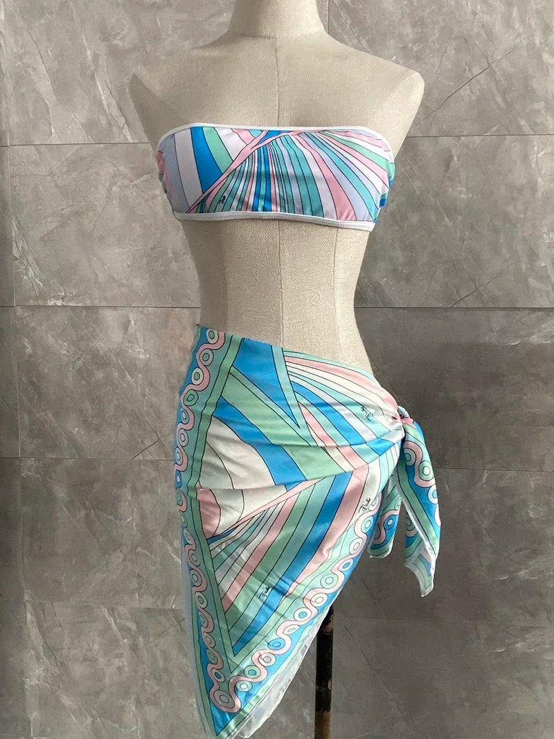 2025 New Women's Headband Bikini Sets Fashion Design Swimsuits Europe Brand Sexy Tankini Swimsuits - She Vibess By C2P