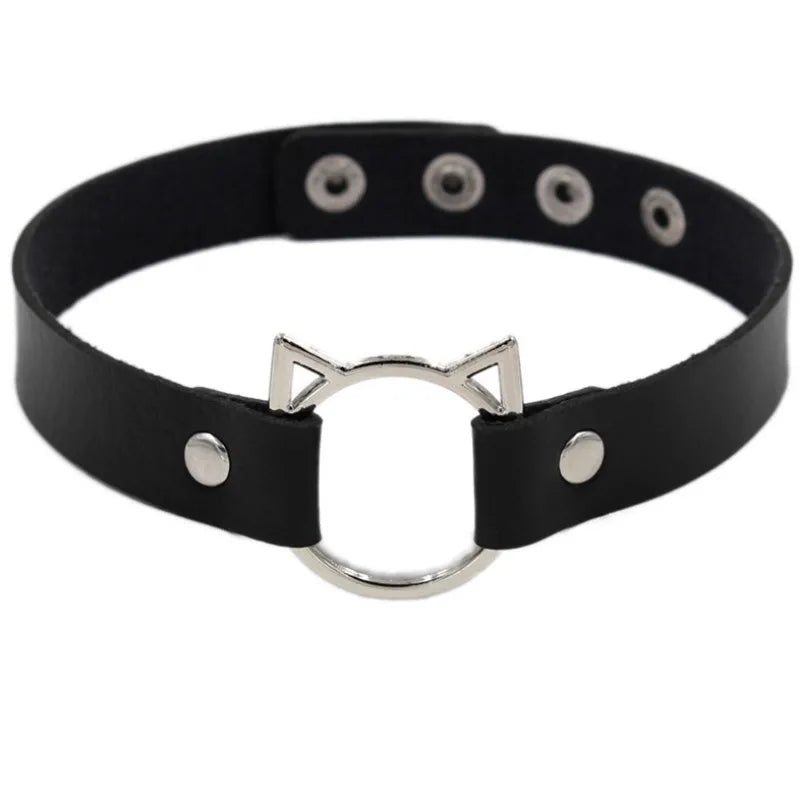 Harajuku Punk Rock Gothic Choker Necklace Women Sexy PU Leather Heart Lock Key Spike Collar Chocker Gothic Cosplay Accessories-I’m Over 21 - She Vibess By C2P