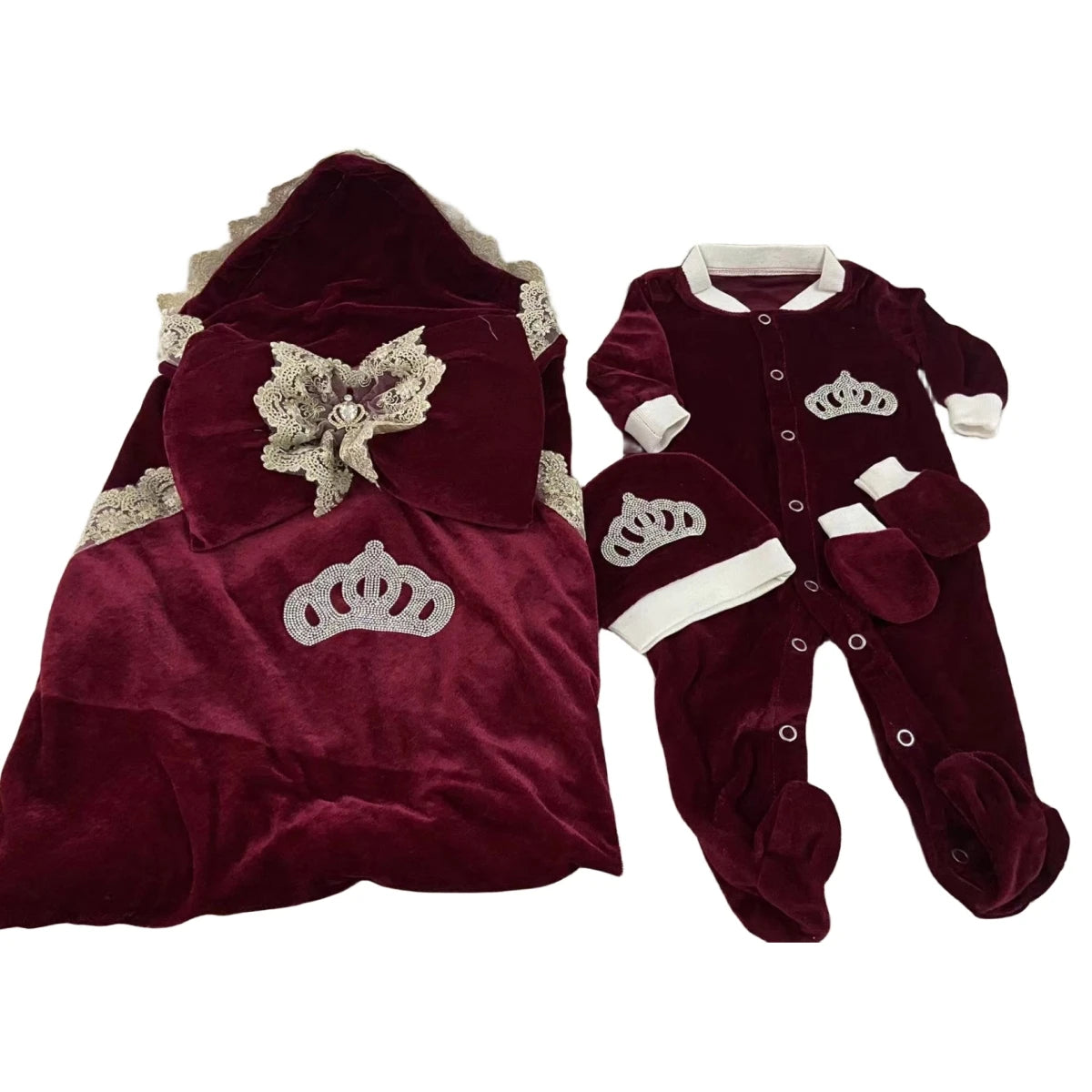 Velvet Newborn Baby Boy Outfits Blazer Vest Kids Clothing Cotton Infant Products Body Suit Shirt Pants Mittens Receiving Blanket - She Vibess By C2P