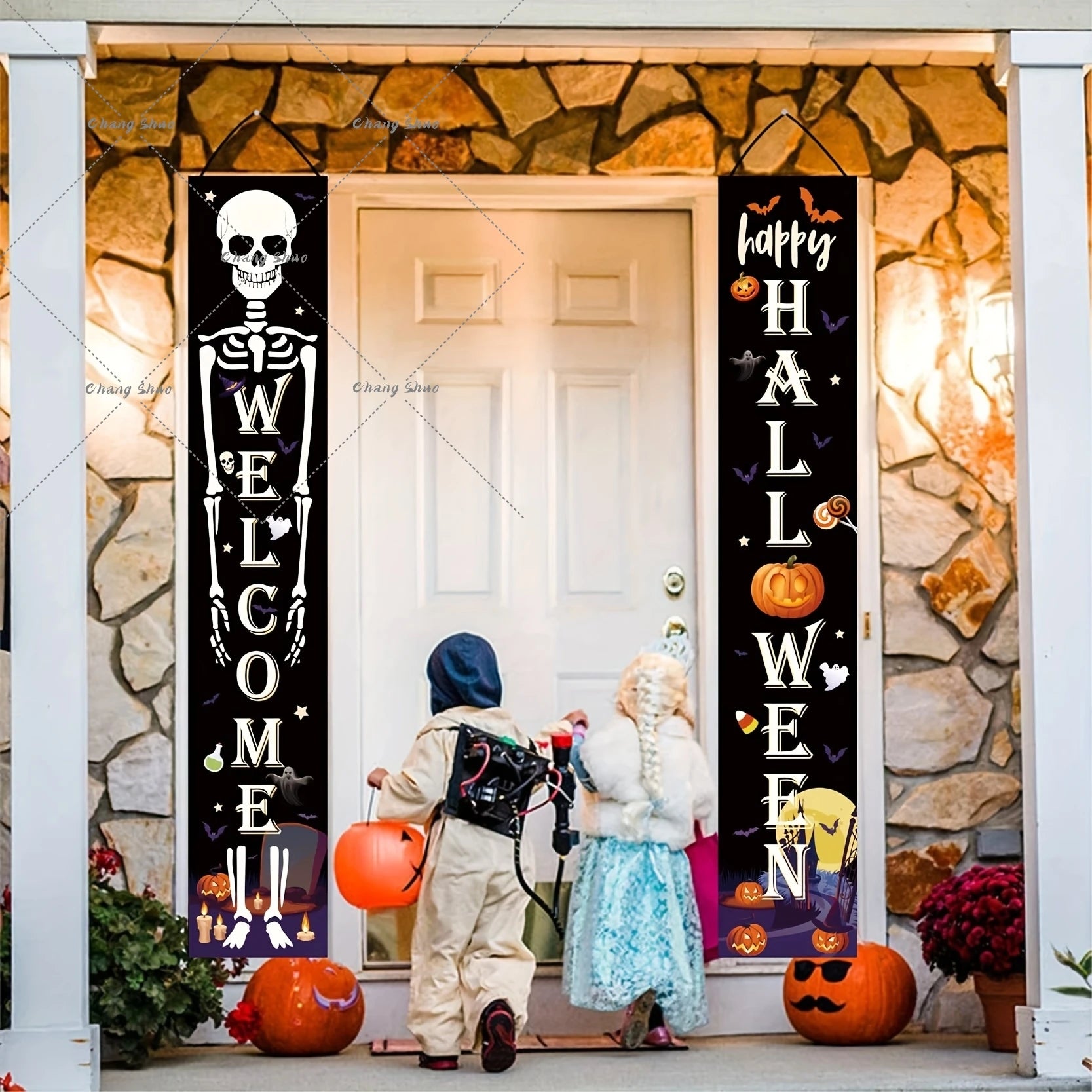 Halloween Hanging Door Curtain Banner Pumpkin Ghost Happy Halloween Decorations For Home Trick Or Treat Horror Party Supplies - She Vibess By C2P