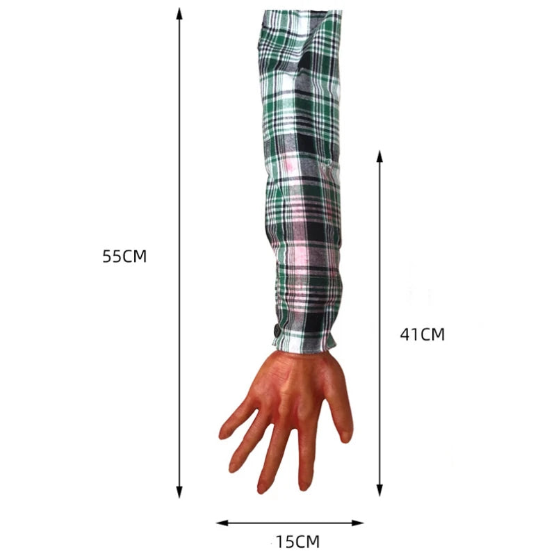 2025 Halloween Fake Human Arm Plastic Hands Bloody Dead Body Parts Outdoor Haunted House Scary Props Halloween Decorations - She Vibess By C2P