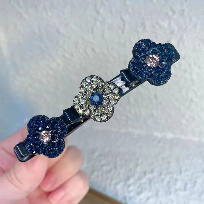 2023 Rhinestones Braided Hair Clips for Girls Hairclip with 3 Flowers Hair Span with Crystalllume Women Hairpin Hair Accessories